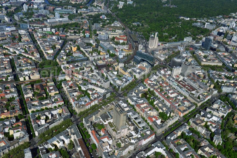 Berlin from above - Partial view of the city at the City West Kurfuerstendamm in Berlin - Charlottenburg. bnp