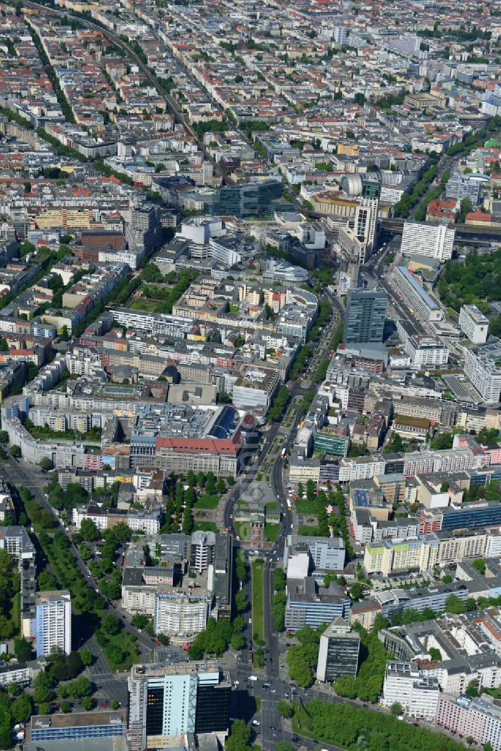 Berlin from the bird's eye view: Partial view of the city at the City West Kurfuerstendamm in Berlin - Charlottenburg. bnp