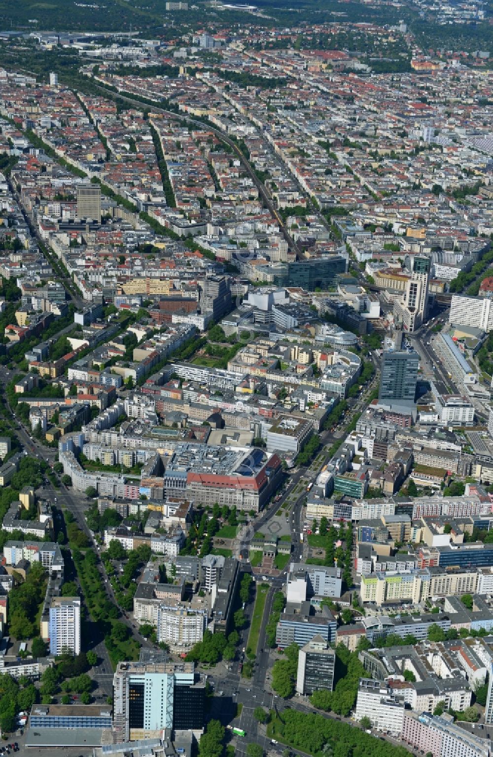 Aerial image Berlin - Partial view of the city at the City West Kurfuerstendamm in Berlin - Charlottenburg. bnp