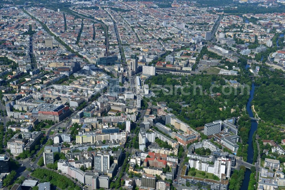 Aerial photograph Berlin - Partial view of the city at the City West Kurfuerstendamm in Berlin - Charlottenburg. bnp