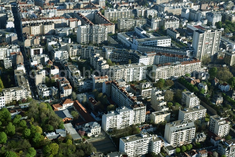 Paris from the bird's eye view: View of Courbevoie in the West of the city center of Paris in Ile-de-France, France