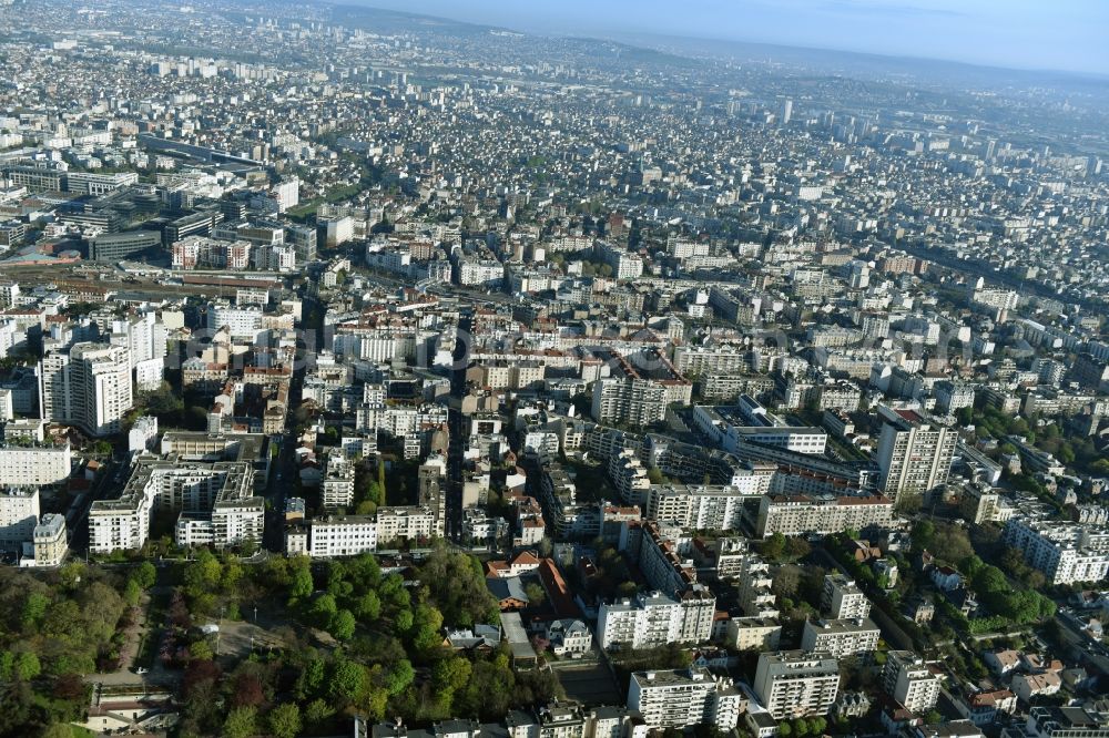 Aerial image Paris - View of Courbevoie in the West of the city center of Paris in Ile-de-France, France