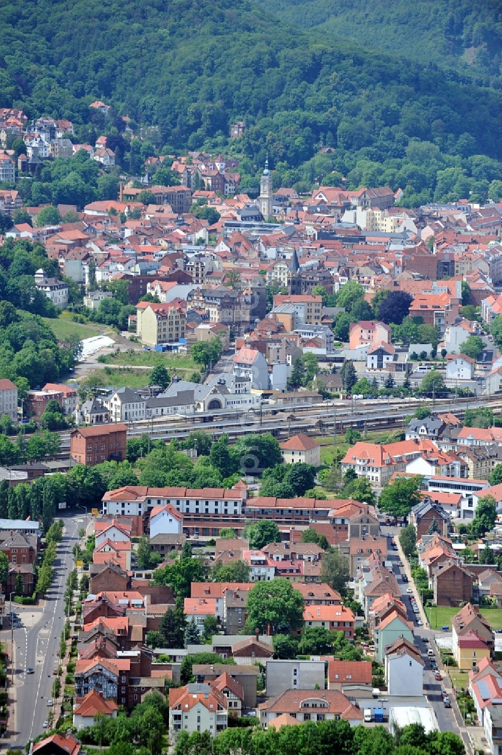 Aerial image Eisenach - Cityscape of the old town center of Eisenach in Thuringia