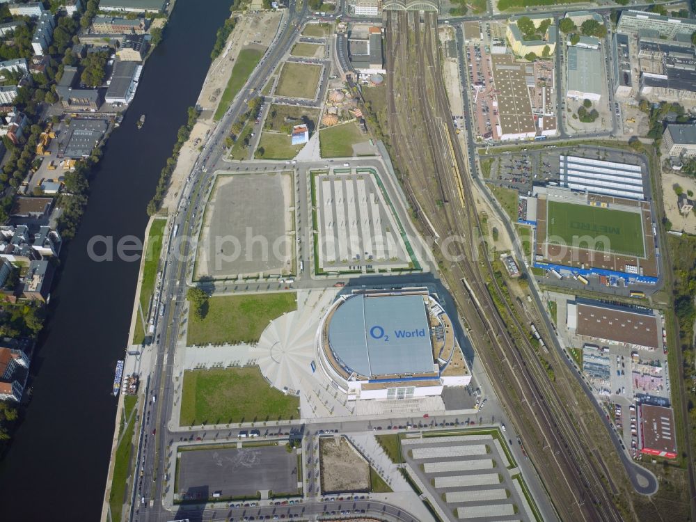 Aerial image Berlin - District development area view Warschauer Straße at the O2 Arena in Berlin - Friedrichshain