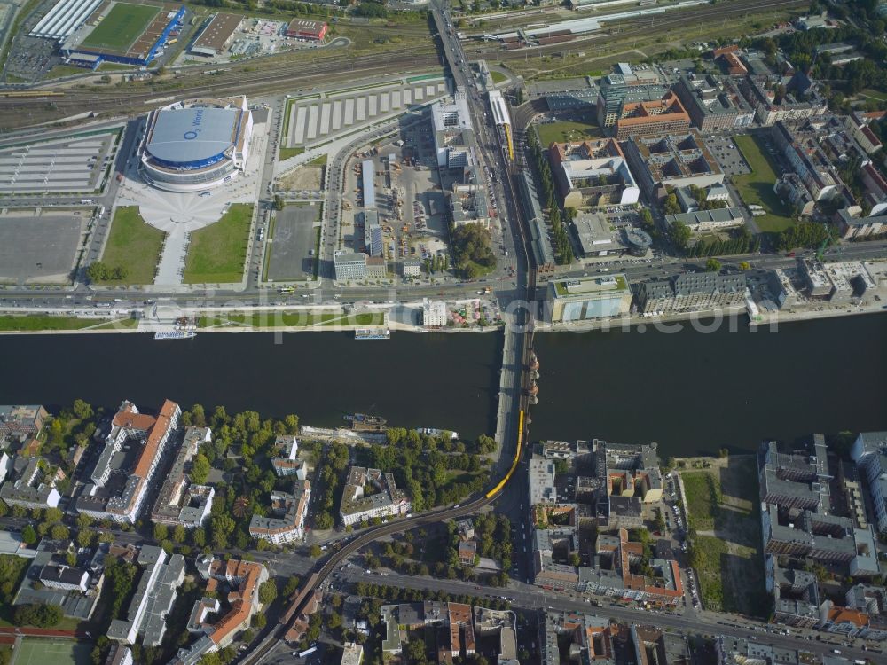 Aerial photograph Berlin - District development area view Warschauer Straße at the O2 Arena in Berlin - Friedrichshain