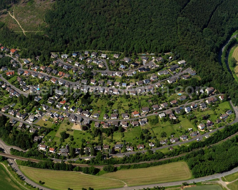 Aerial image Kirchen (Sieg) - City view of Freusburg in Rhineland-Palatinate. Freusburg is a part of Kirchen Sieg). The town is a recognized health resort in the southwestern part of Siegerlands