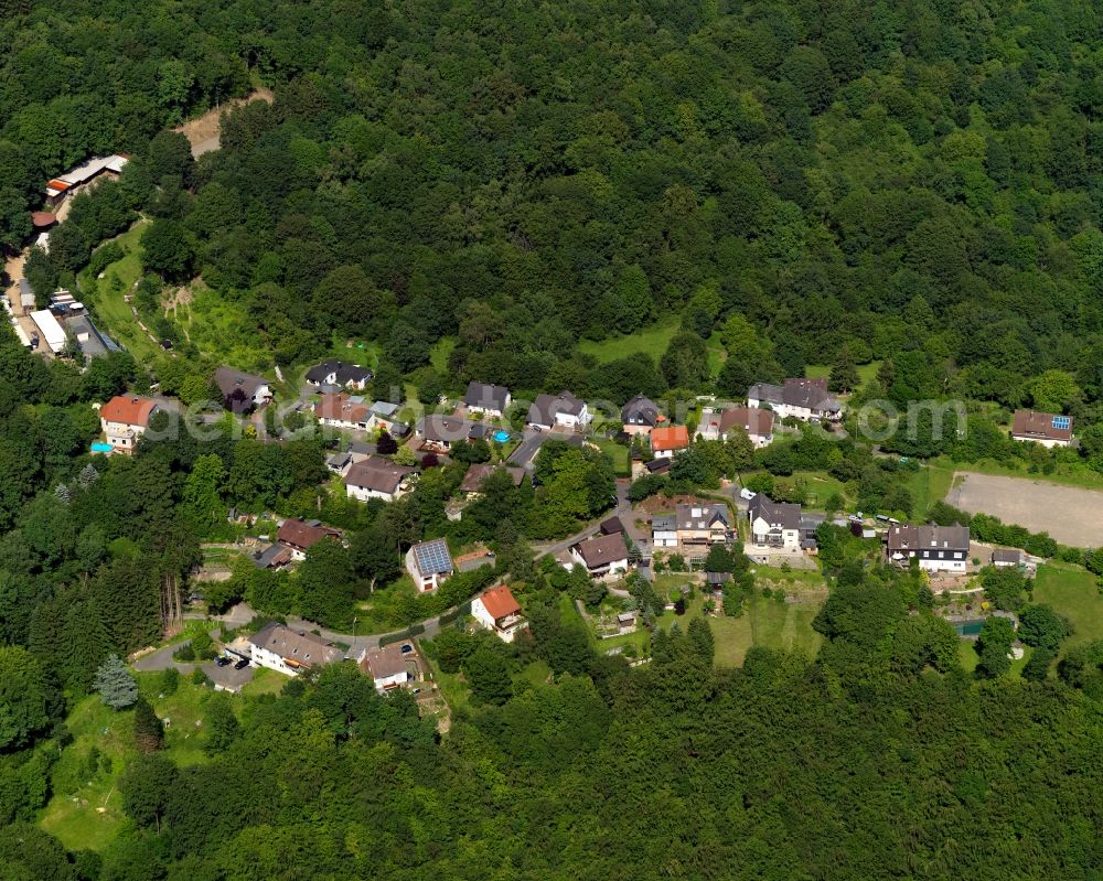 Aerial image Kirchen (Sieg) - City view of Freusburg in Rhineland-Palatinate. Freusburg is a part of Kirchen Sieg). The town is a recognized health resort in the southwestern part of Siegerlands