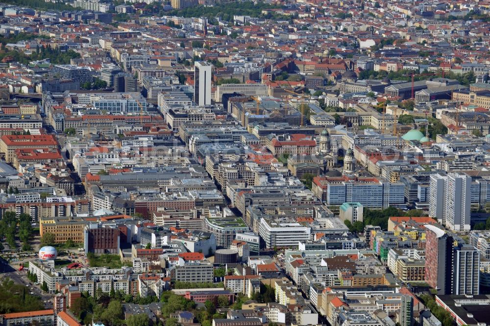 Aerial photograph Berlin Mitte - Town partial view Friedrichstrasse - Leipziger Straße in Berlin Mitte