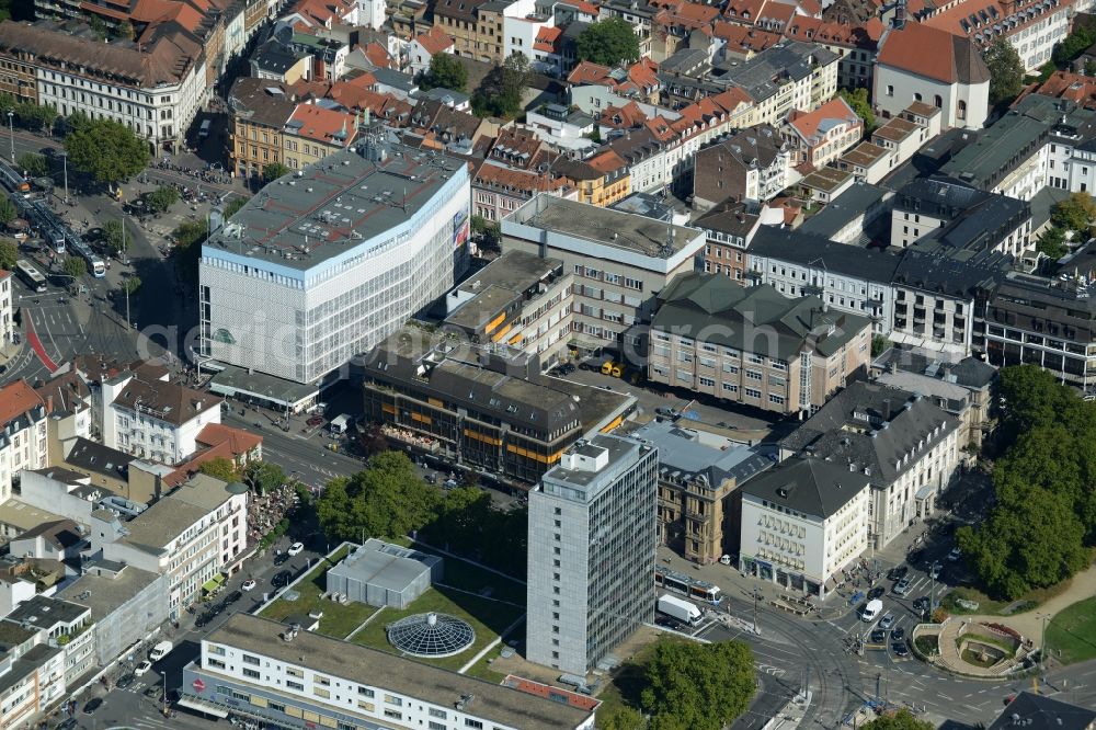 Heidelberg from above - View of the buildings of the shopping center on Rohrbacherstrasse in Heidelberg in the state of Baden-Wuerttemberg