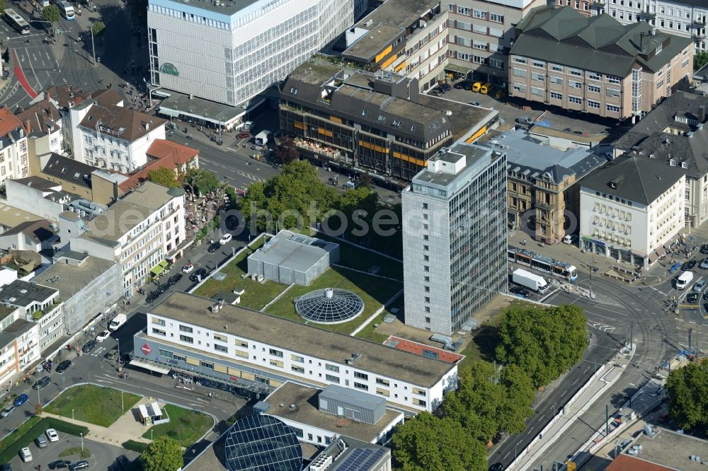 Heidelberg from the bird's eye view: View of the buildings of the shopping center on Rohrbacherstrasse in Heidelberg in the state of Baden-Wuerttemberg