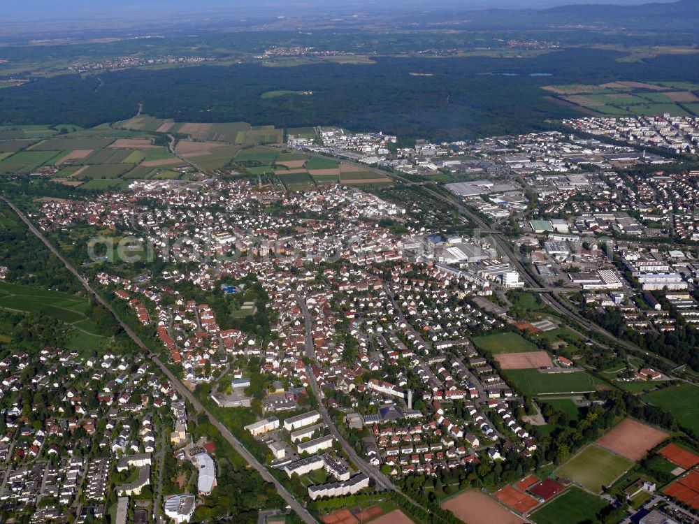 Aerial photograph Freiburg im Breisgau - Stadtteilansicht von St. Georgen, geprägt durch Mehrfamilienhäuser, in Freiburg, Baden-Württemberg. Cityscape of the district St. Georgen, characterized by blocks of flats, in Freiburg, Baden-Wuerttemberg.