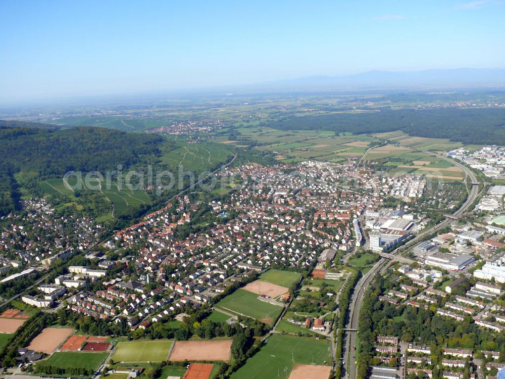 Freiburg im Breisgau from above - Stadtteilansicht von St. Georgen, geprägt durch Mehrfamilienhäuser, in Freiburg, Baden-Württemberg. Cityscape of the district St. Georgen, characterized by blocks of flats, in Freiburg, Baden-Wuerttemberg.