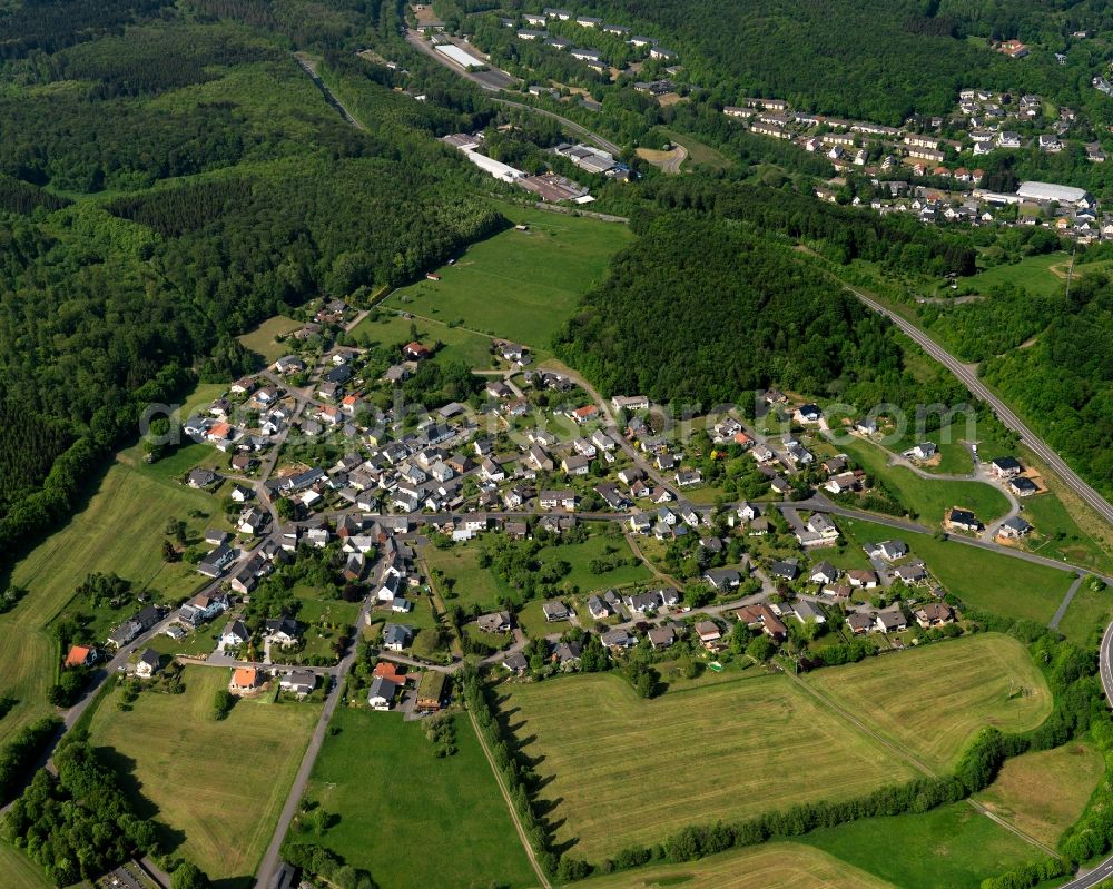 Westerburg from above - View of the Gershasen part of Westerburg in Rhineland-Palatinate. Westerburg is an official tourist resort in the county district of Westerwald. The centre of the town is located in the valley of Schafbach creek