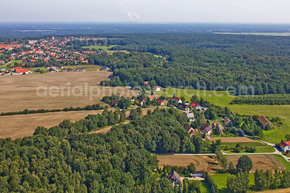 Aerial photograph Großdubrau - Stadtteilansicht von Großdubrau in der Oberlausitz, Sachsen. Partial view of the town Großdubrau in the region Upper Lusatia, Saxony.