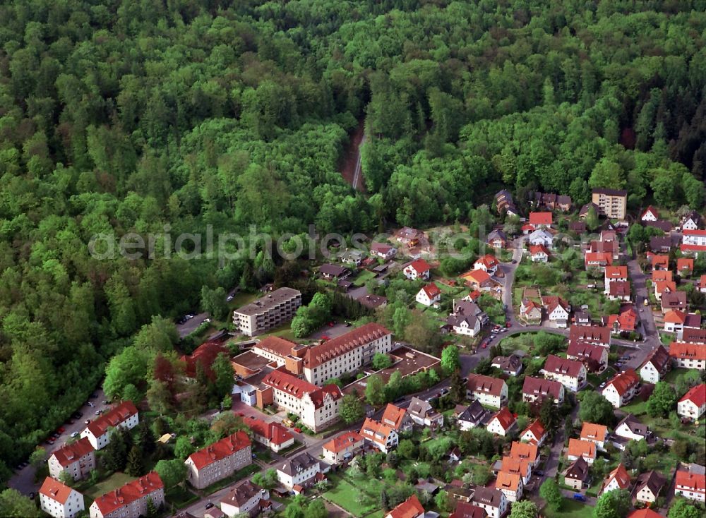 Aerial photograph Hann. Münden - View of Neumünden at the edge of the Reinhardwald and of the hospital Münden