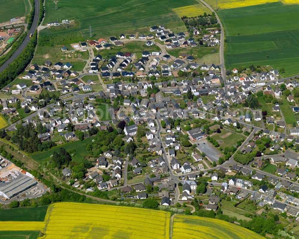 Aerial image Mayen - View of the Hausen district of Mayen in the state Rhineland-Palatinate. The town is located in the county district of Mayen-Koblenz in the Eifel region. The urban area is crossed by the river Nette. Mayen consists of a main town and four boroughs and districts. Hausen is one of these four parts and located in the East of the main town