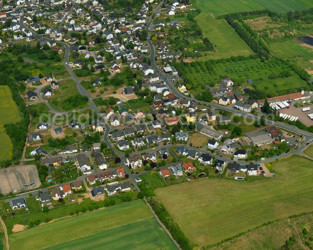 Aerial image Neuwied - View of the Heimbach-Weis part of the town of Neuwied in the state of Rhineland-Palatinate. The town is located in the county district of Mayen-Koblenz on the right riverbank of the river Rhine. The town is an official tourist resort and is an important historic industrial site. Heimbach-Weis is located in its North. It borders Westerwald forest and includes the zoo of Neuwied