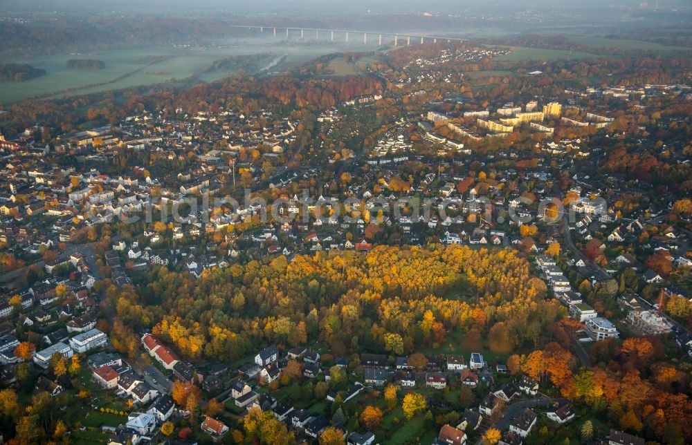 Kettwig from the bird's eye view: View of the autumnal Kettwig part in Essen in the state of North Rhine-Westphalia