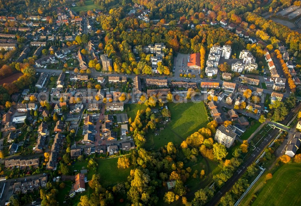 Aerial image Gladbeck - View of the autumnal Zweckel part along Winkelstrasse and Scheideweg in Gladbeck in the state of North Rhine-Westphalia