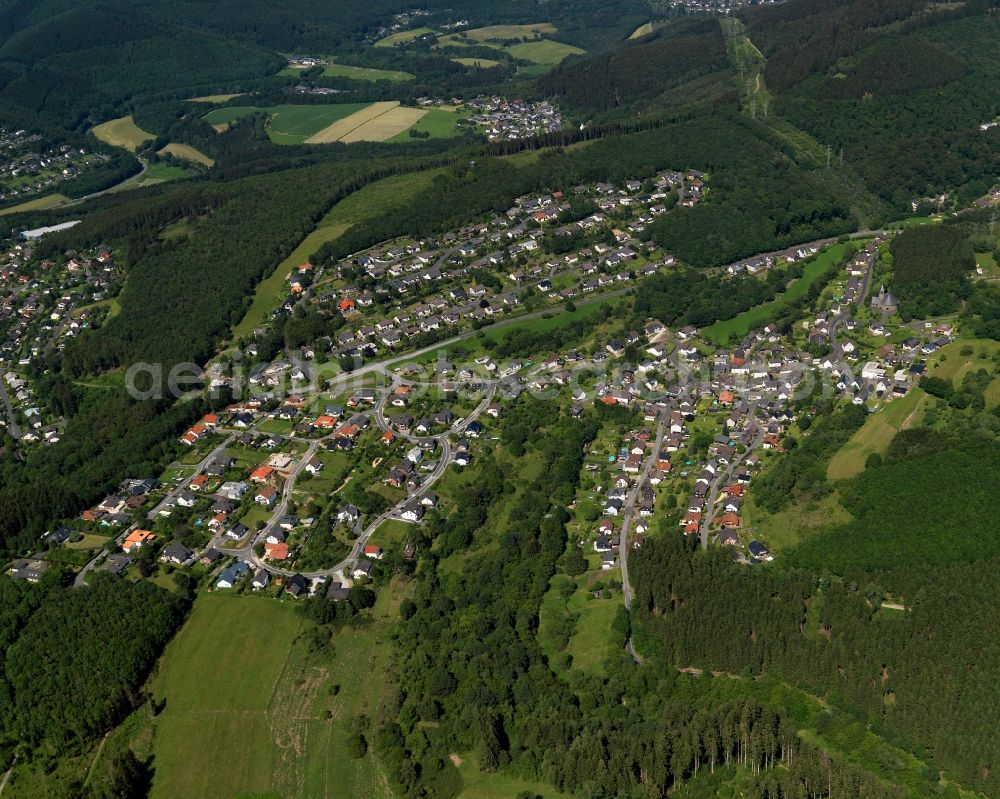 Aerial photograph Kirchen (Sieg) - City view of the borough Herkersdorf in Kirchen (Sieg) in Rhineland-Palatinate. The town is a recognized health resort in the southwestern part of Siegerlands