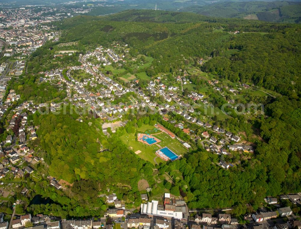 Hagen from above - View of the borough of Hestert in the West of Hagen in the state of North Rhine-Westphalia