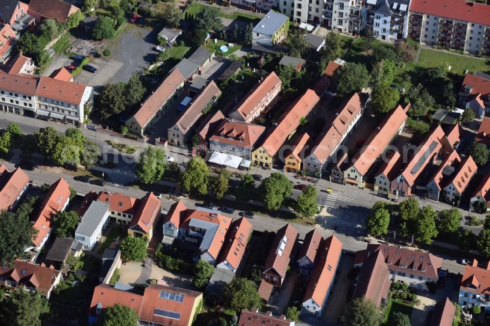 Aerial photograph Radebeul - View of the historical center of Altkoetzschenbroda in the South of Radebeul in the state of Saxony. The borough consists of historical buildings and trees in the center of its main street