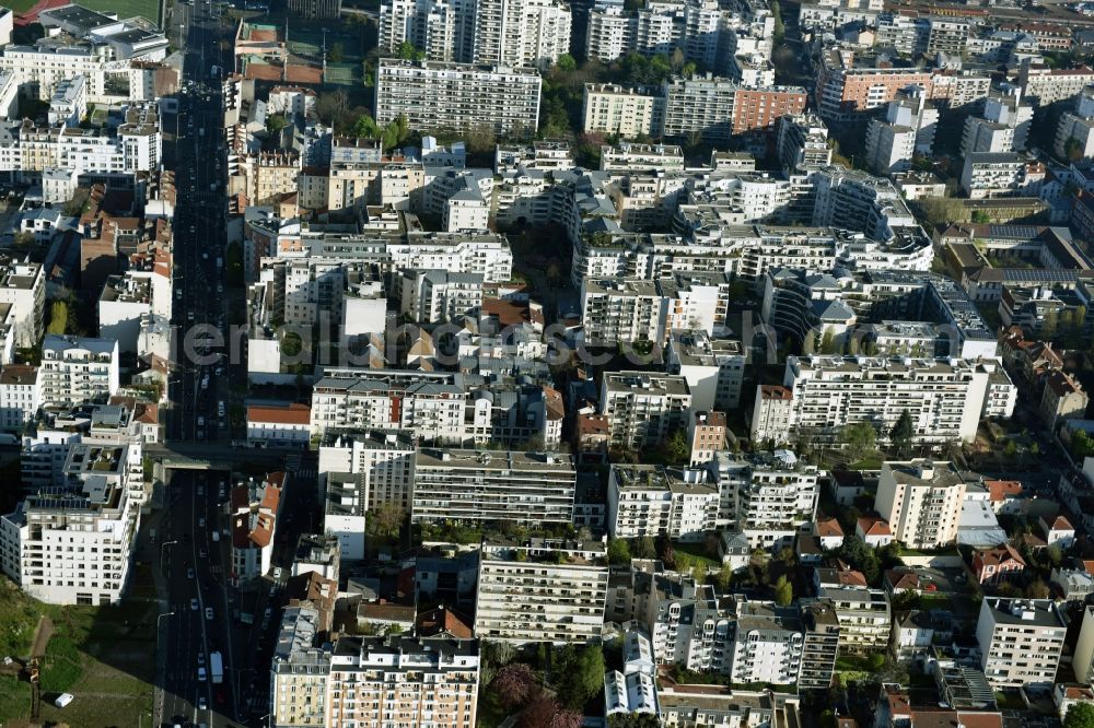 Aerial image Paris - View of th downtown district of Neuilly-sur-Seine in Paris in Ile-de-France, France