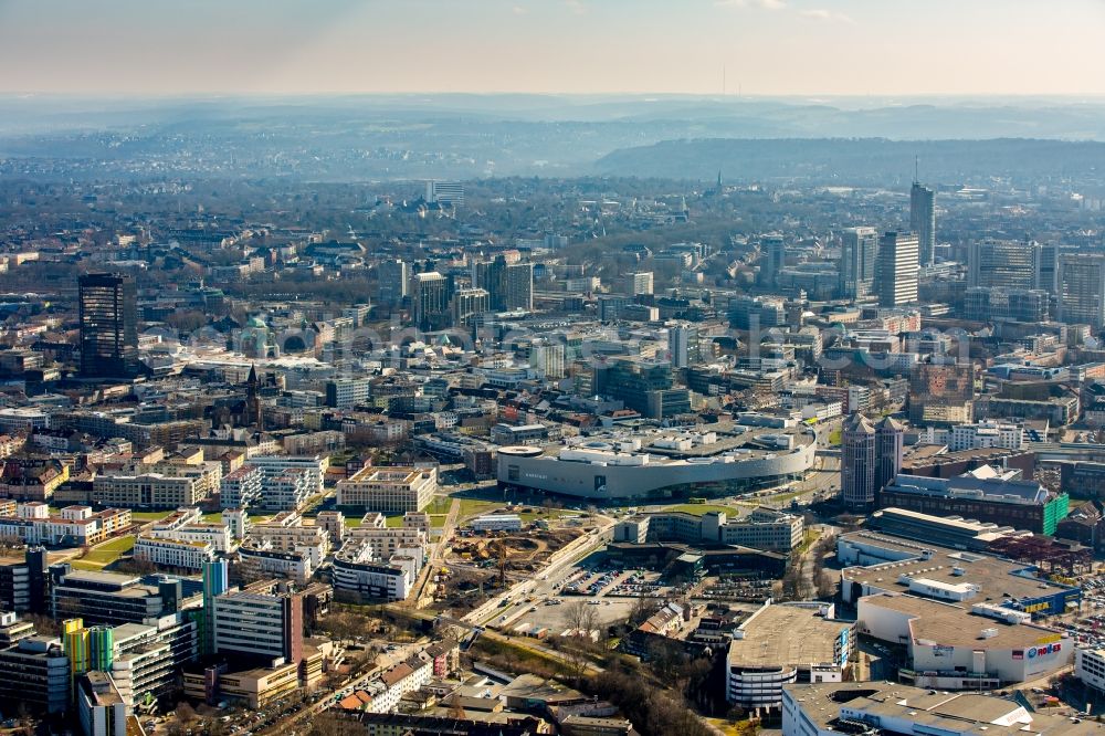 Essen from above - View of the city center of Essen in the state of North Rhine-Westphalia. View from the Northwest