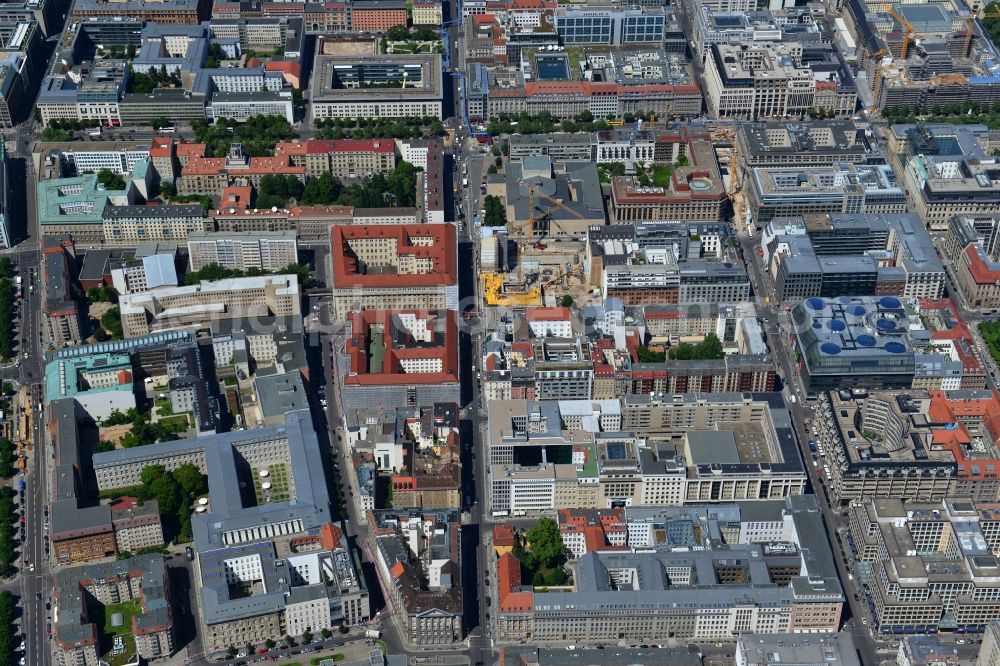 Berlin Mitte from the bird's eye view: Partial view of city downtown area on Friedrichstrasse in Berlin Mitte