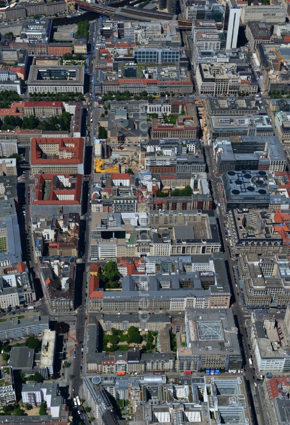 Aerial image Berlin Mitte - Partial view of city downtown area on Friedrichstrasse in Berlin Mitte