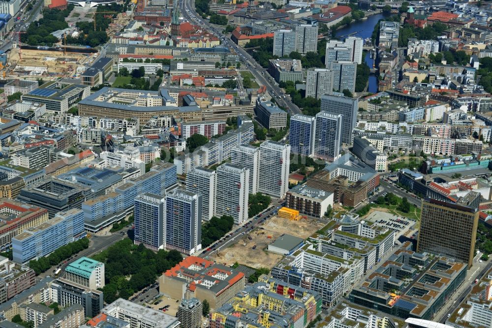 Aerial image Berlin Mitte - Partial view of city downtown area at the corner of Friedrichstrasse and Leipziger Straße in Berlin-Mitte