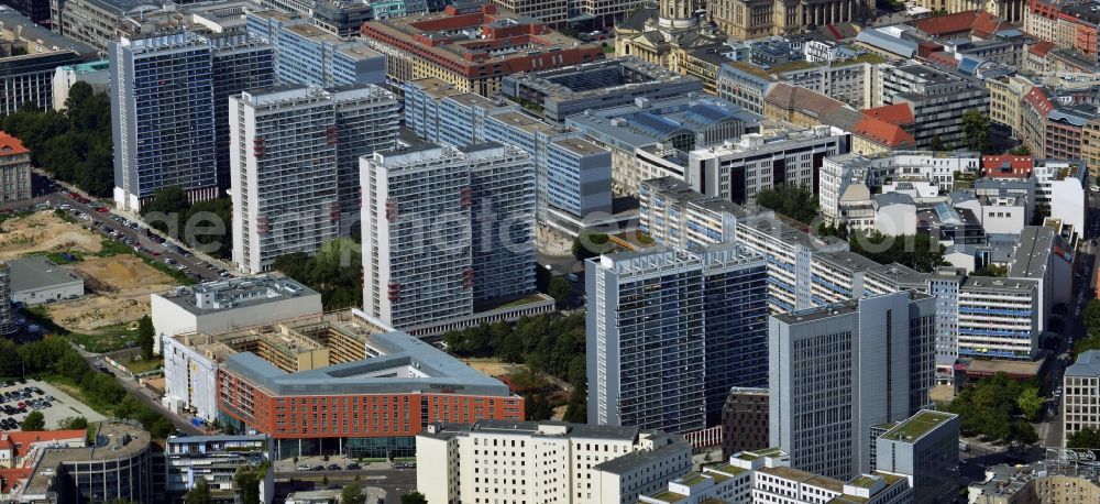 Aerial image Berlin Mitte - Partial view of city downtown area at the corner of Friedrichstrasse and Leipziger Straße in Berlin-Mitte