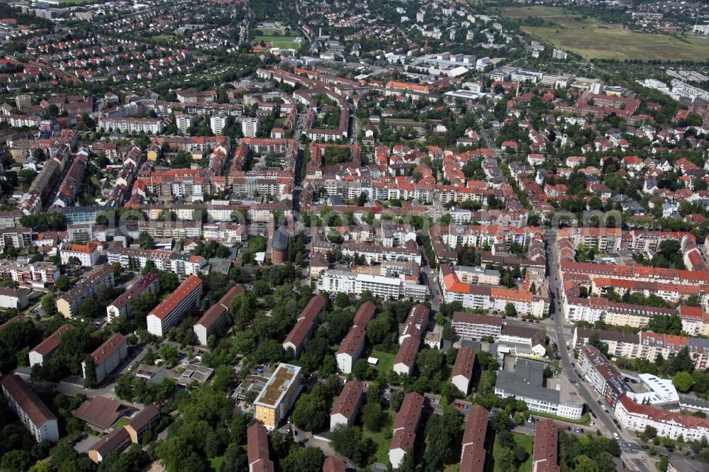 Karlsruhe from above - District view of the residential area around the avenue Kaiserallee in Karlsruhe in the state of Baden-Württemberg