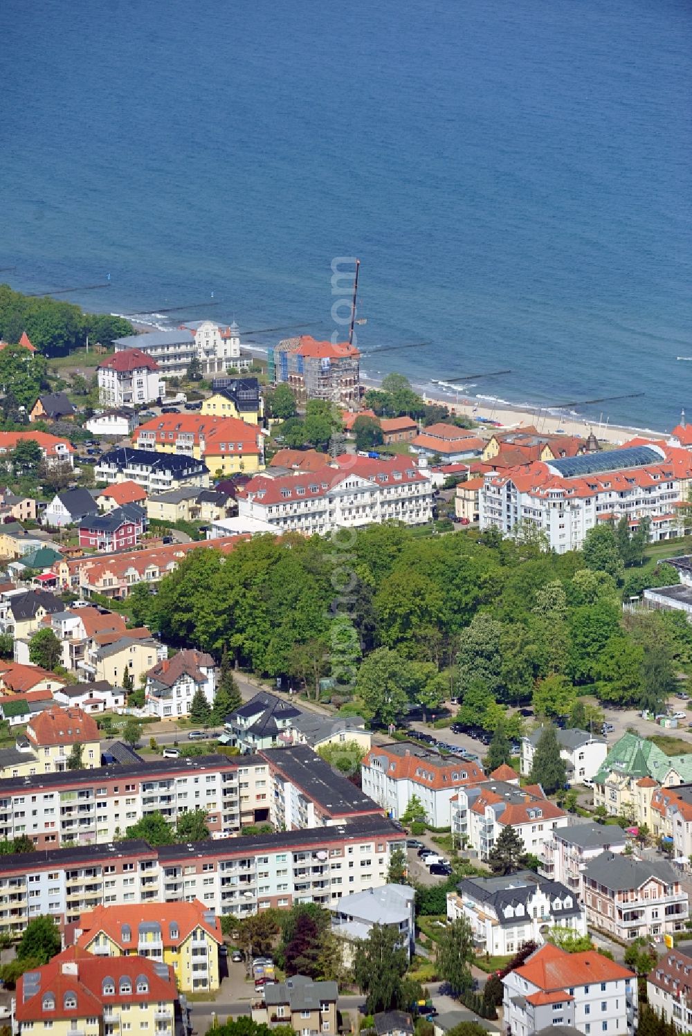 Aerial image Kühlungsborn - Neighborhood view of the area between Ostseeallee and Post St of Kühlungsborn in Mecklenburg Western Pomerania in north-westerly direction