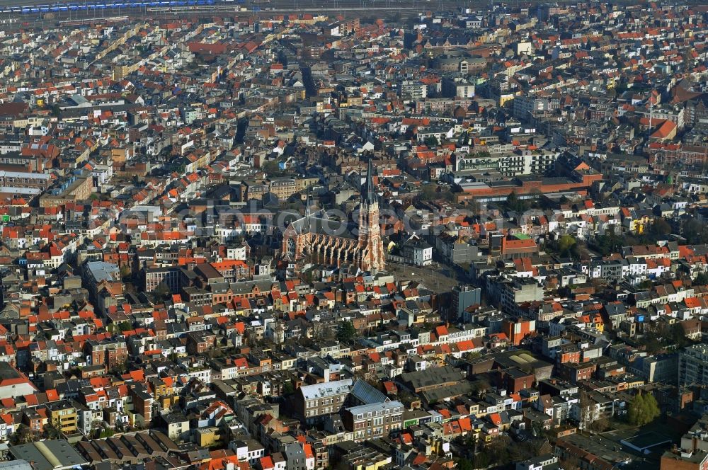 Aerial image Antwerpen - Partial view of city at the church Sint-Amanduskerk in Antwerp, Belgium