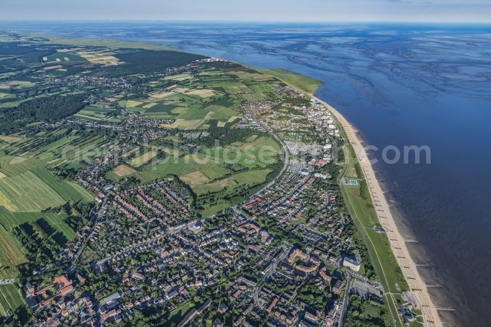 Cuxhaven from the bird's eye view: View of the spa quarters of Doese on the coast of North and Wadden Sea in Cuxhaven in the state of Lower Saxony