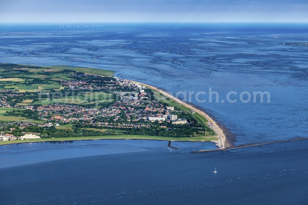 Aerial image Cuxhaven - View of the spa quarters of Doese on the coast of North and Wadden Sea in Cuxhaven in the state of Lower Saxony