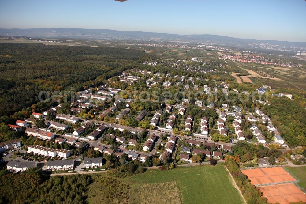 Mainz from above - View of the Lerchenberg district of Mainz in the state of Rhineland-Palatinate. The Western district has been part of Mainz since 1964 and is widely known as the location of the broadcasting studios of the public TV station ZDF. Lerchenberg is surrounded by agricultural land