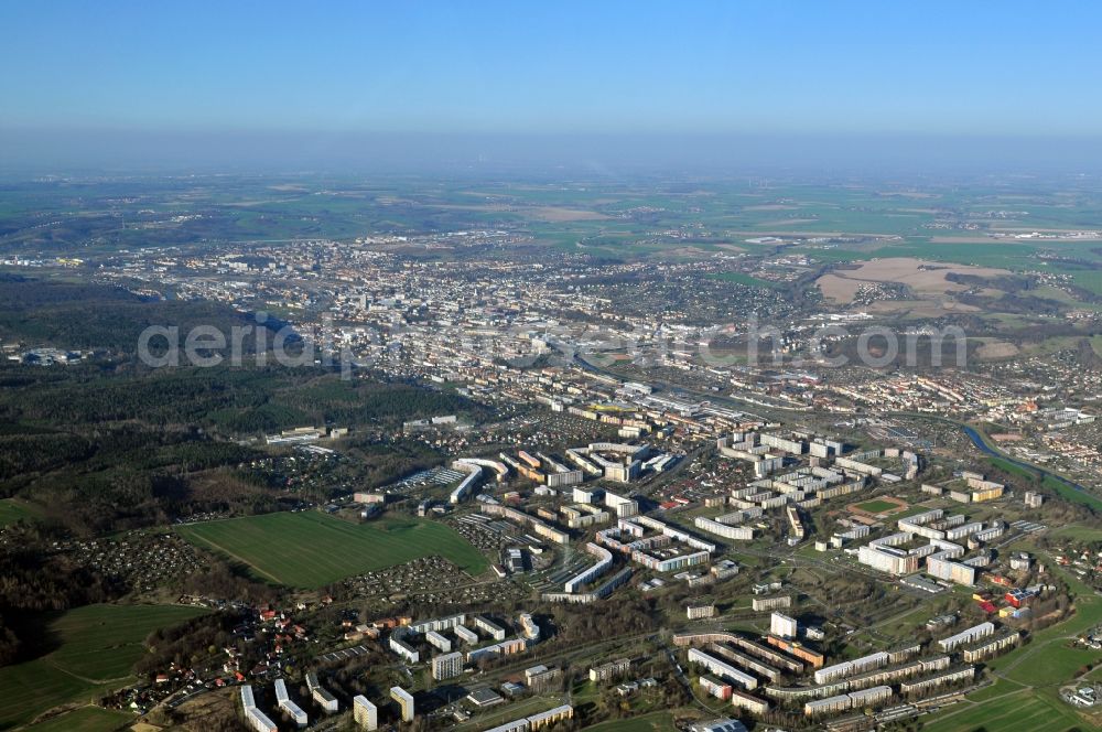 Aerial photograph Gera - View onto the district Lusan of Gera in the state Thuringia. This district is the most populous of the city