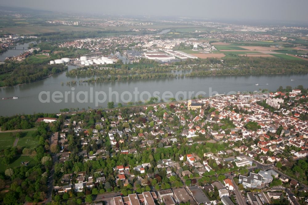 Aerial image Mainz - Partial view of the city of Mainz Weisenau am Rhein in Rhineland-Palatinate