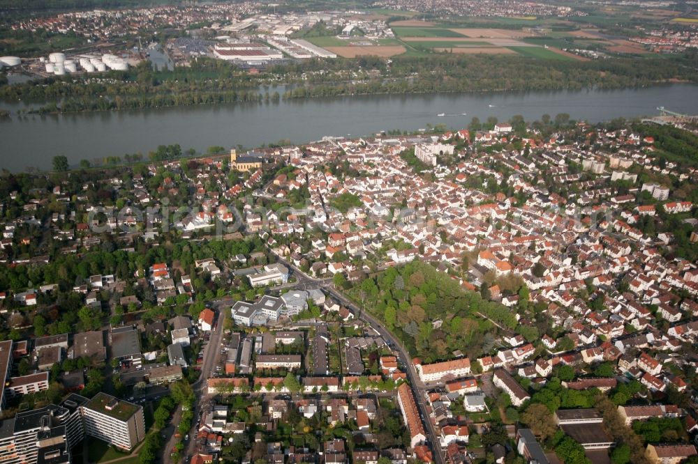 Aerial photograph Mainz - Partial view of the city of Mainz Weisenau am Rhein in Rhineland-Palatinate