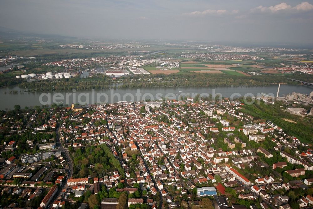 Mainz from above - Partial view of the city of Mainz Weisenau am Rhein in Rhineland-Palatinate