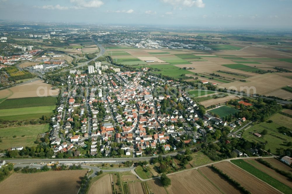 Aerial image Mainz - View of the Marienborn district of Mainz in the state of Rhineland-Palatinate. The Western district of Mainz is located on the federal motorway A63 and is still characterised by agriculture and agricultural land. Today, there are several residential high-rises on site