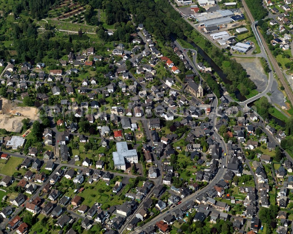 Aerial photograph Mudersbach-Birken - City view of the borough Mudersbach in Kirchen (Sieg) in Rhineland-Palatinate. The town is a recognized health resort in the southwestern part of Siegerlands