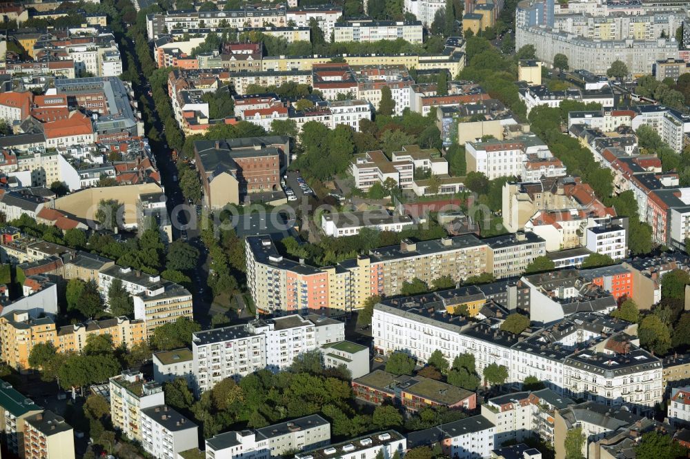 Berlin from above - View of the North of the Schoeneberg part of Berlin in Germany. View along Geisbergstrasse