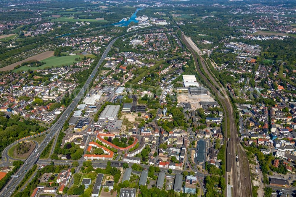 Aerial image Herne - Partial city view northeast of the west ring in the urban area in Herne in the state North Rhine-Westphalia, Germany