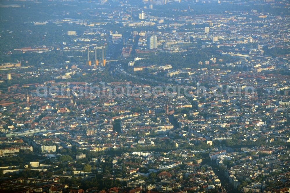 Aerial image Berlin - View of the Friedenau, Steglitz and Wilmersdorf parts of Berlin around federal motorway A100 in Germany. View towards the Northwest of Berlin