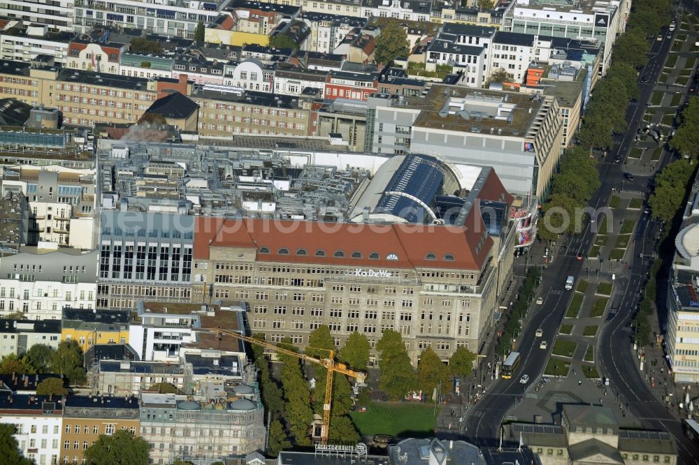 Berlin from the bird's eye view: View of the Charlottenburg part of Berlin with the Department Store of the West KaDeWe and the U-Bahn station Wittenbergplatz