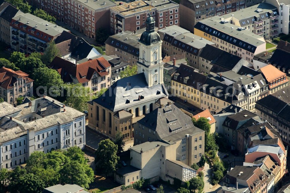 Gera from the bird's eye view: Gera in Thuringia with view of the St. Salvator Church and the Museum für Naturkunde of Gera on the Nicolai Mountain