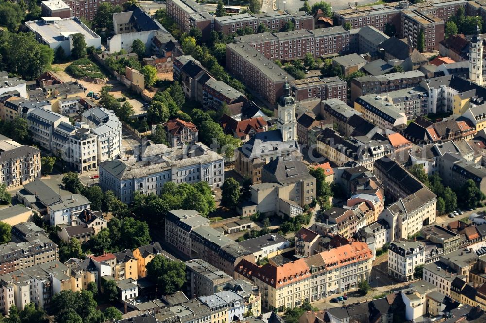 Gera from above - Gera in Thuringia with view of the St. Salvator Church and the Museum für Naturkunde of Gera on the Nicolai Mountain